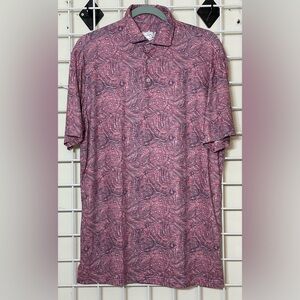 TailorByrd Men’s Pink / Red Patterned Performance Golf Polo Shirt Size M